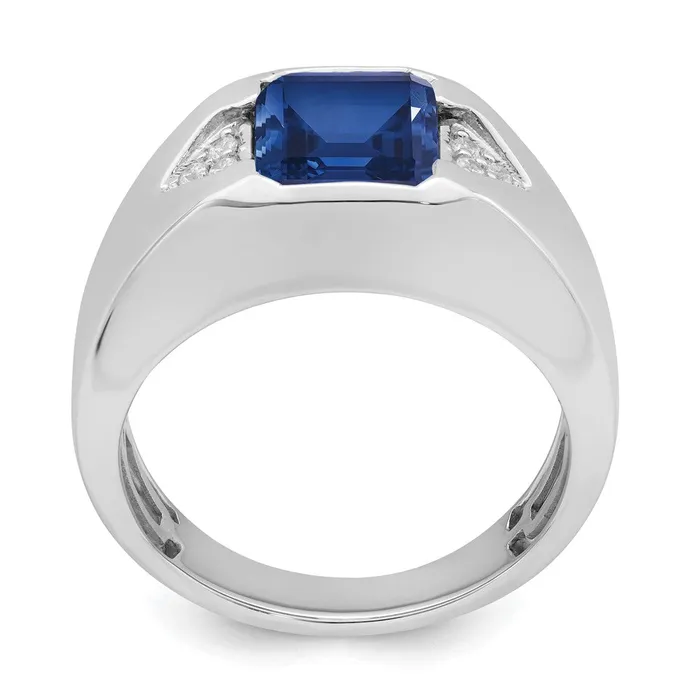 Rings Goldia Solid 14k White Gold Simulated Emerald Simulatedcut Created Sapphire and CZ Mens Ring