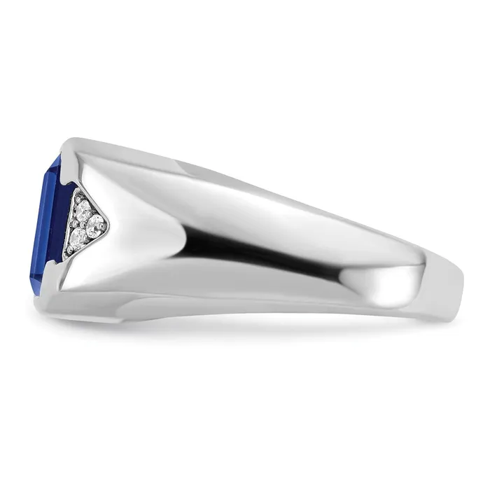 Rings Goldia Solid 14k White Gold Simulated Emerald Simulatedcut Created Sapphire and CZ Mens Ring