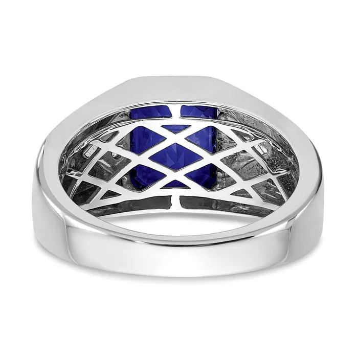 Rings Goldia Solid 14k White Gold Simulated Emerald Simulatedcut Created Sapphire and CZ Mens Ring