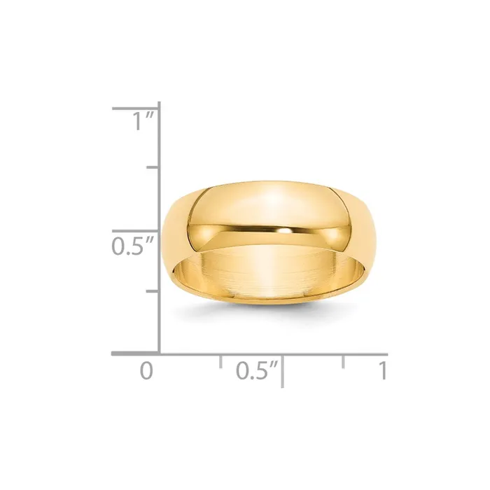Rings Goldia Solid 14K Yellow Gold 7mm HalfRound Wedding MensWomens Wedding Band Ring Size 65