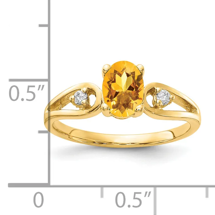 Rings Goldia Solid 14k Yellow Gold 7x5mm Oval Simulated Citrine AA CZ Ring