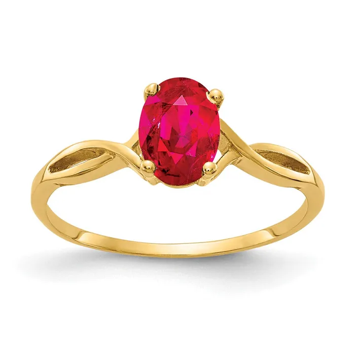 Rings Goldia Solid 14k Yellow Gold 7x5mm Oval Simulated Ruby Ring