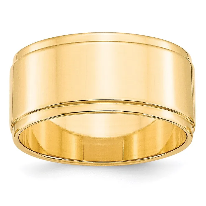 Rings Goldia Solid 18K Yellow Gold 10mm Flat with Step Edge MensWomens Wedding Band Ring Size 45 Rings Goldia Solid 18K Yellow Gold 10mm Flat with Step Edge MensWomens Wedding Band Ring Size 45
