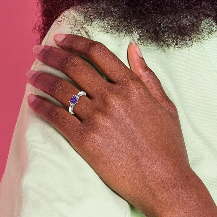Rings Goldia Sterling Silver Amethyst and Diamond Ring