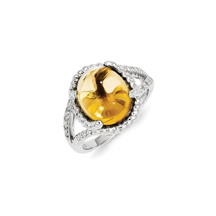 Rings Goldia Sterling Silver Citrine and Diamond Ring