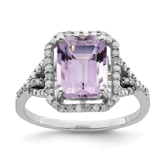 Rings Goldia Sterling Silver Rhodium Diamond u0026 Pink Quartz Ring
