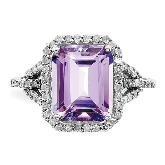Rings Goldia Sterling Silver Rhodium Diamond u0026 Pink Quartz Ring
