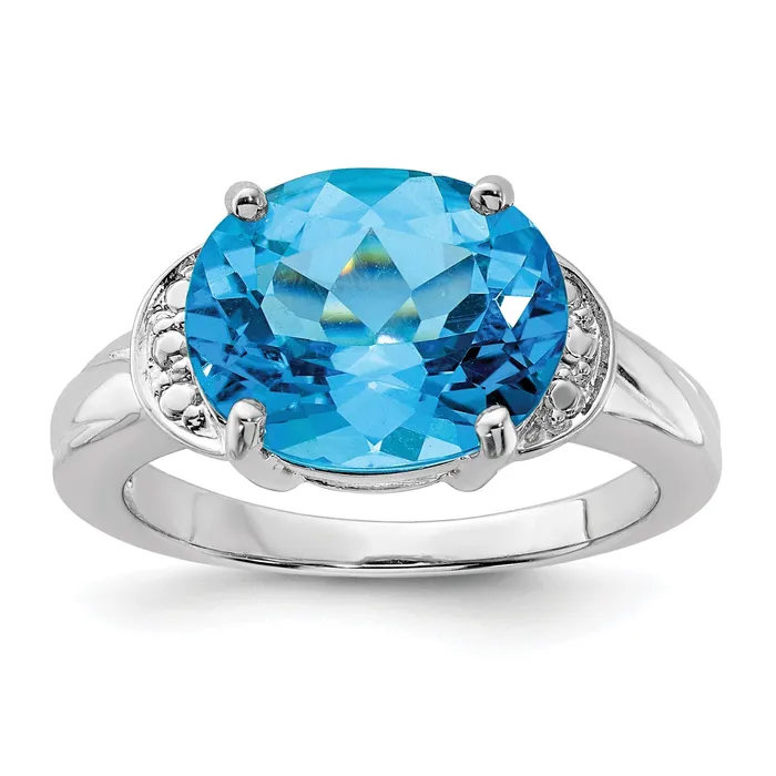 Rings Goldia Sterling Silver Rhodium Oval Blue Topaz Gemstone Birthstone Ring Fine Jewelry Gift for Her Rings Goldia Sterling Silver Rhodium Oval Blue Topaz Gemstone Birthstone Ring Fine Jewelry Gift for Her