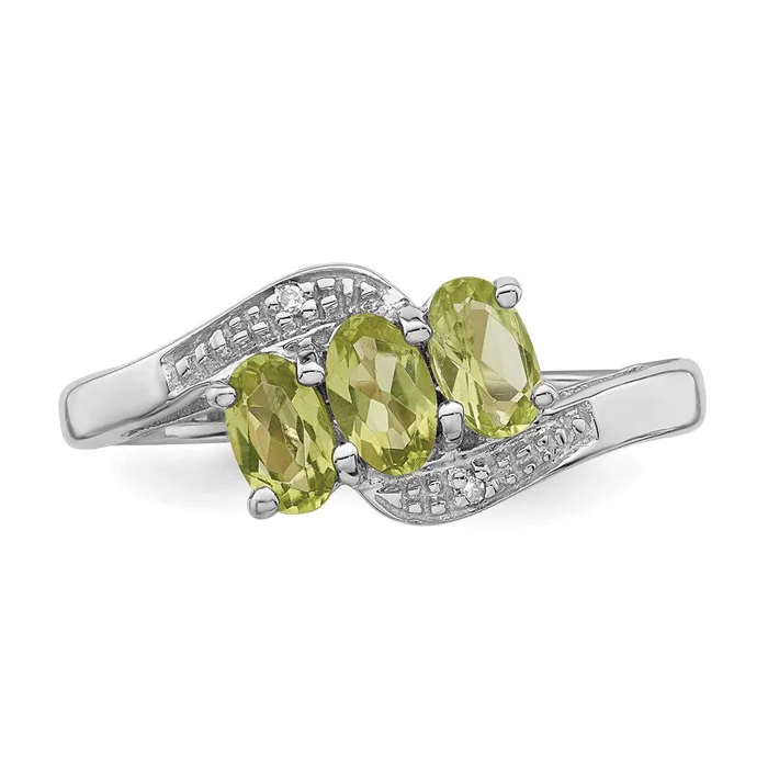 Rings Goldia Sterling Silver Rhodium Peridot u0026 Diamond Ring