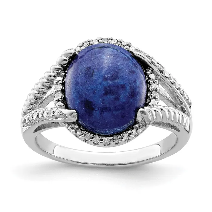Rings Goldia Sterling Silver Rhodiumplated Lapis and Diamond Ring