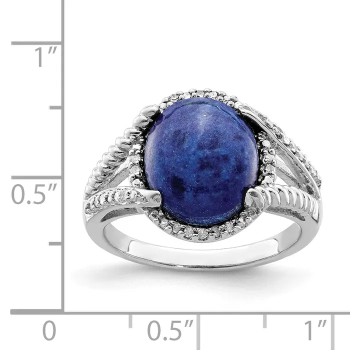 Rings Goldia Sterling Silver Rhodiumplated Lapis and Diamond Ring