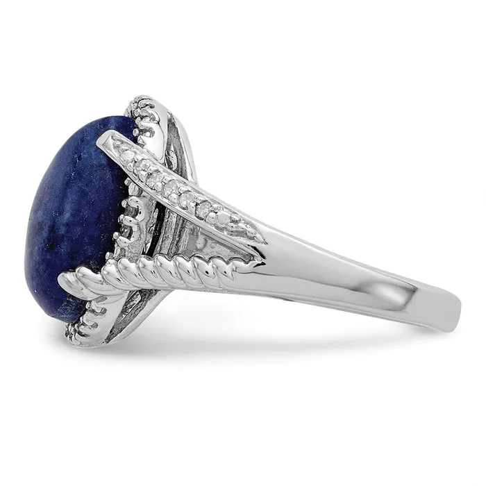 Rings Goldia Sterling Silver Rhodiumplated Lapis and Diamond Ring