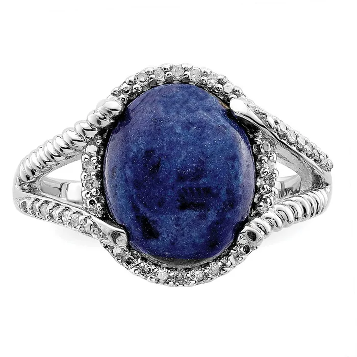 Rings Goldia Sterling Silver Rhodiumplated Lapis and Diamond Ring