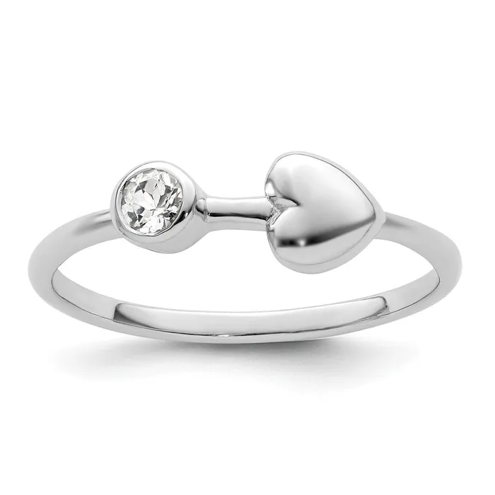 Rings Goldia Sterling Silver Rhodiumplated Polished Heart White Topaz Ring