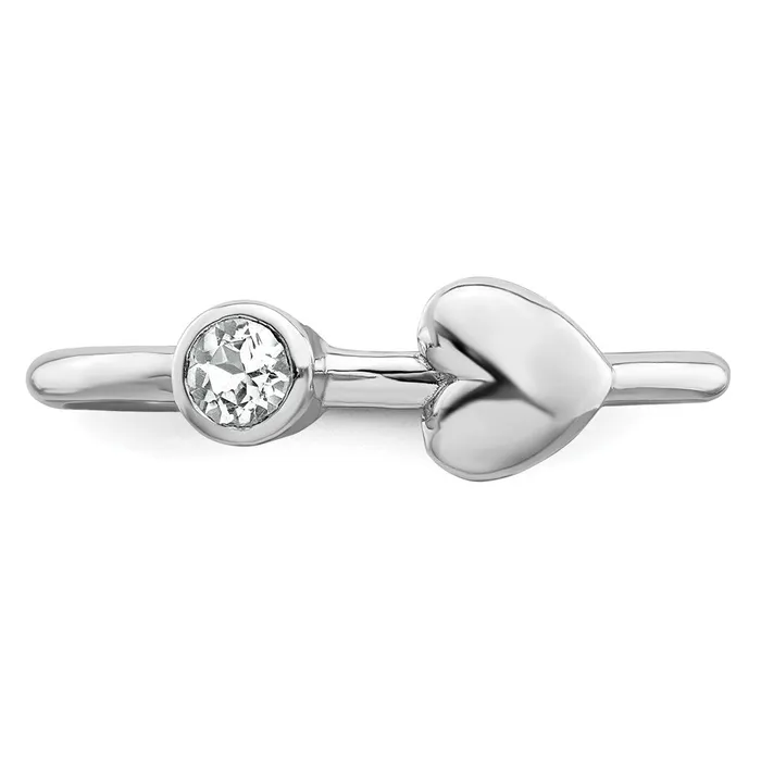 Rings Goldia Sterling Silver Rhodiumplated Polished Heart White Topaz Ring