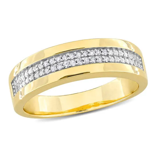 Rings JMS always Original Amour 110ct TDW Diamond Mens Double Row Anniversary Band in Yellow Plated Sterling Silver Rings JMS always Original Amour 110ct TDW Diamond Mens Double Row Anniversary Band in Yellow Plated Sterling Silver