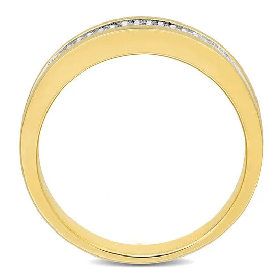 Rings JMS always Original Amour 110ct TDW Diamond Mens Double Row Anniversary Band in Yellow Plated Sterling Silver Rings JMS always Original Amour 110ct TDW Diamond Mens Double Row Anniversary Band in Yellow Plated Sterling Silver