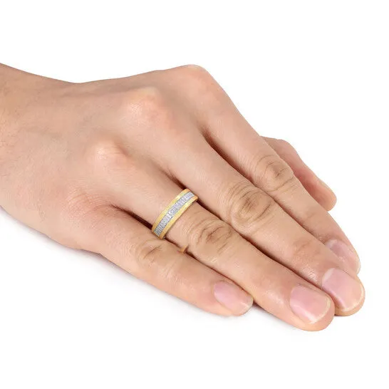 Rings JMS always Original Amour 110ct TDW Diamond Mens Double Row Anniversary Band in Yellow Plated Sterling Silver Rings JMS always Original Amour 110ct TDW Diamond Mens Double Row Anniversary Band in Yellow Plated Sterling Silver