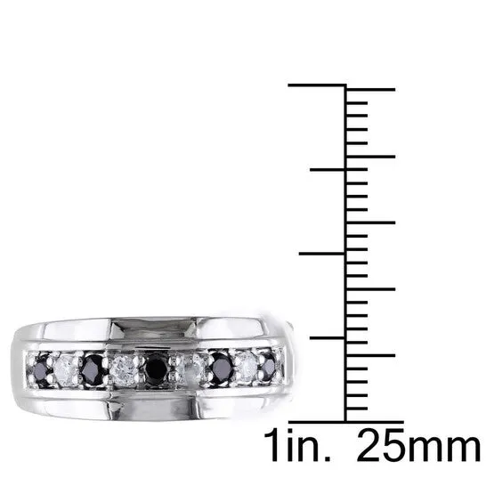 Rings JMS always Original Amour 10k White Gold 12 CT TDW Black and White Diamond Mens Wedding Band Ring