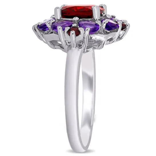 Rings JMS always Original Amour 4 25 CT TGW Garnet and AmethystAfrica Cocktail Ring in Sterling Silver