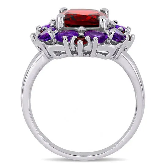 Rings JMS always Original Amour 4 25 CT TGW Garnet and AmethystAfrica Cocktail Ring in Sterling Silver