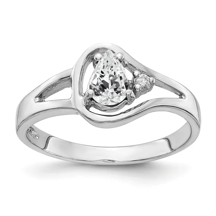 Rings Solid 14k White Gold 6x4mm Pear Cubic Zirconia VS Simulated CZ Ring Goldia Rings Solid 14k White Gold 6x4mm Pear Cubic Zirconia VS Simulated CZ Ring Goldia
