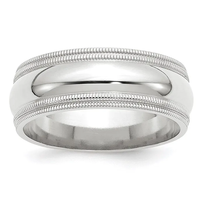 Rings Solid 14K White Gold 8mm Double Milgrain Comfort Fit MensWomens Wedding Band Ring Size 65 Goldia Rings Solid 14K White Gold 8mm Double Milgrain Comfort Fit MensWomens Wedding Band Ring Size 65 Goldia