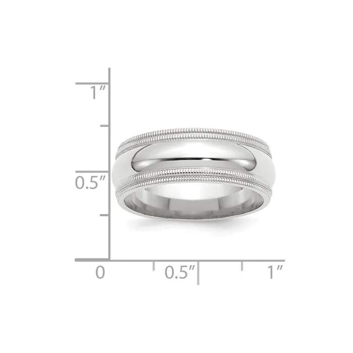Rings Solid 14K White Gold 8mm Double Milgrain Comfort Fit MensWomens Wedding Band Ring Size 65 Goldia Rings Solid 14K White Gold 8mm Double Milgrain Comfort Fit MensWomens Wedding Band Ring Size 65 Goldia