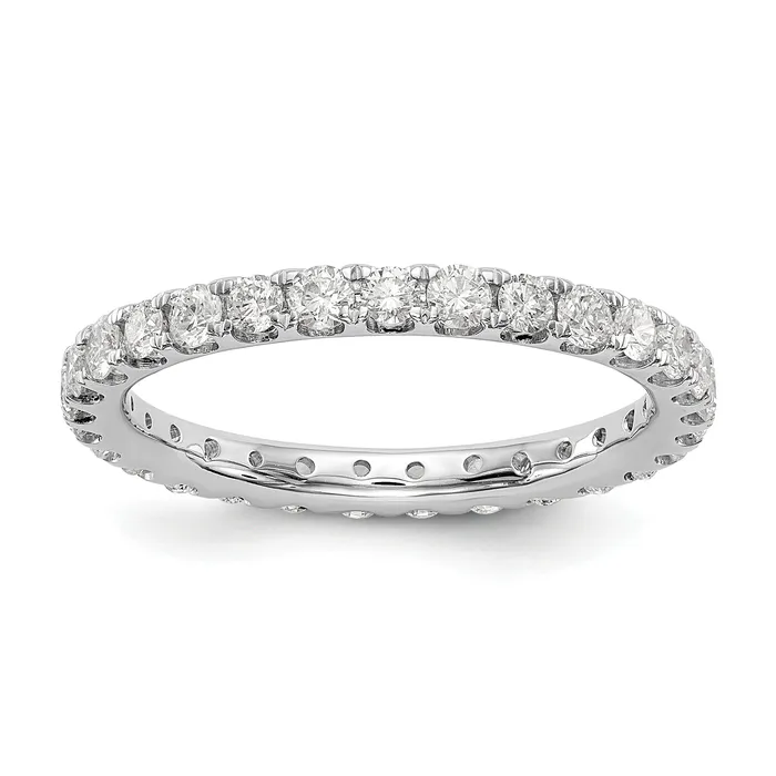 Rings Solid Real 14k White Gold Polished U Shared Prong 1ct CZ Eternity Wedding Band Ring Goldia Rings Solid Real 14k White Gold Polished U Shared Prong 1ct CZ Eternity Wedding Band Ring Goldia