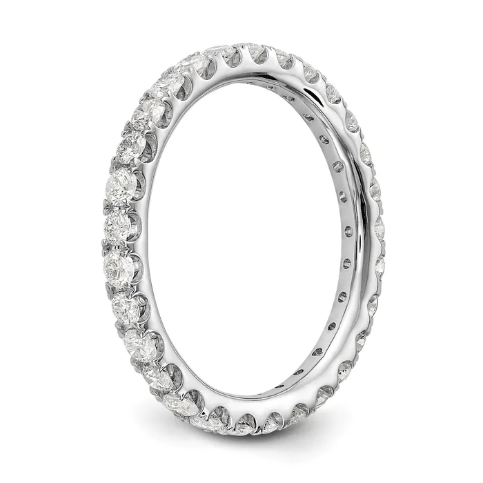 Rings Solid Real 14k White Gold Polished U Shared Prong 1ct CZ Eternity Wedding Band Ring Goldia