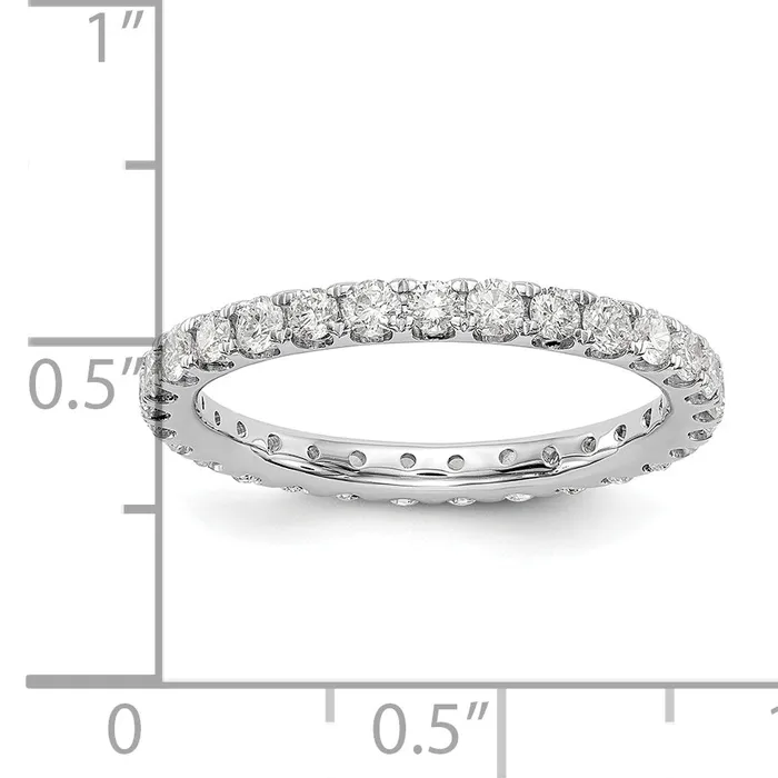 Rings Solid Real 14k White Gold Polished U Shared Prong 1ct CZ Eternity Wedding Band Ring Goldia