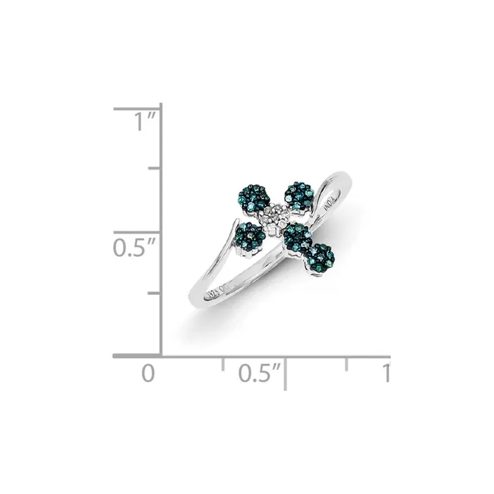 Rings Sterling Silver Blue and White Diamond Cross Ring Goldia