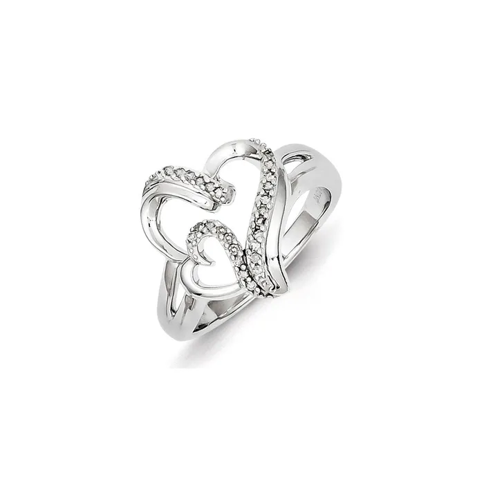 Rings Sterling Silver Diamond Heart Ring Goldia