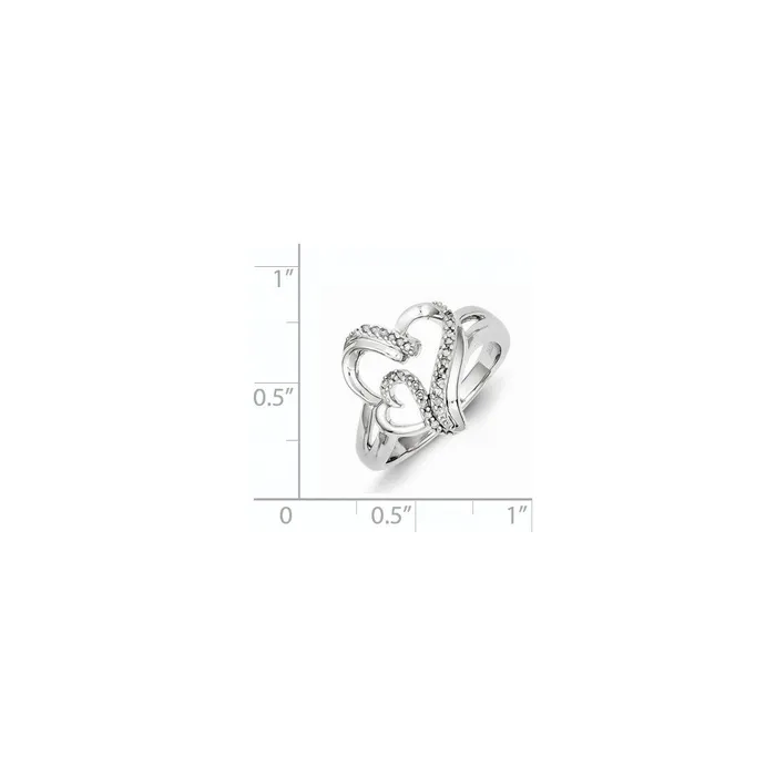 Rings Sterling Silver Diamond Heart Ring Goldia