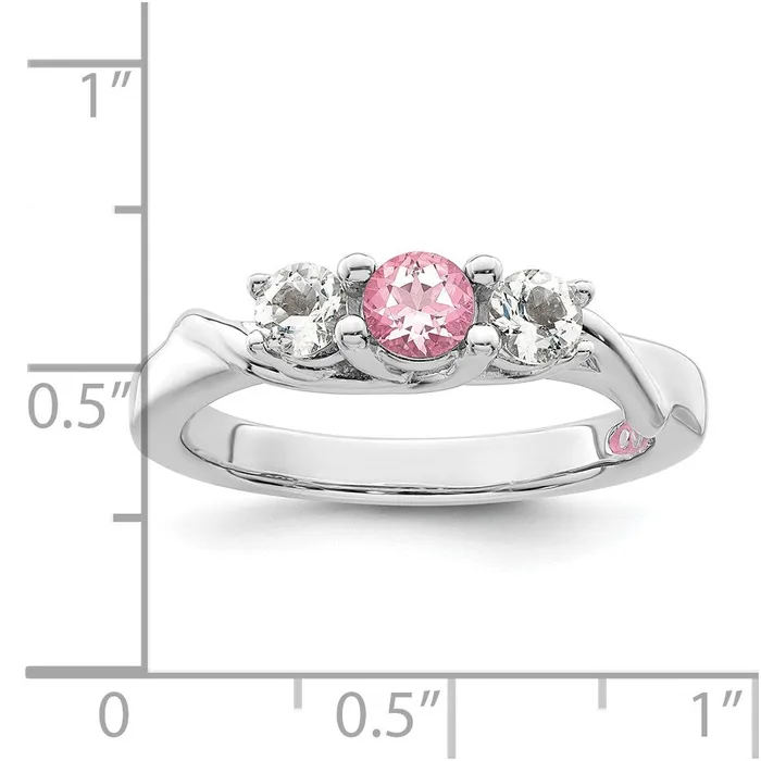 Rings Survivor Collection Sterling Silver Rhodiumplated White and Pink Swarovski Topaz Joanna Ring Goldia