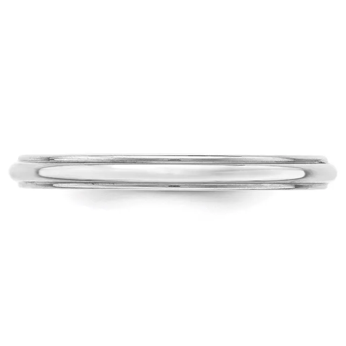 Solid 10K White Gold 25mm Half Round with Edge MensWomens Wedding Band Ring Size 5 Goldia Rings