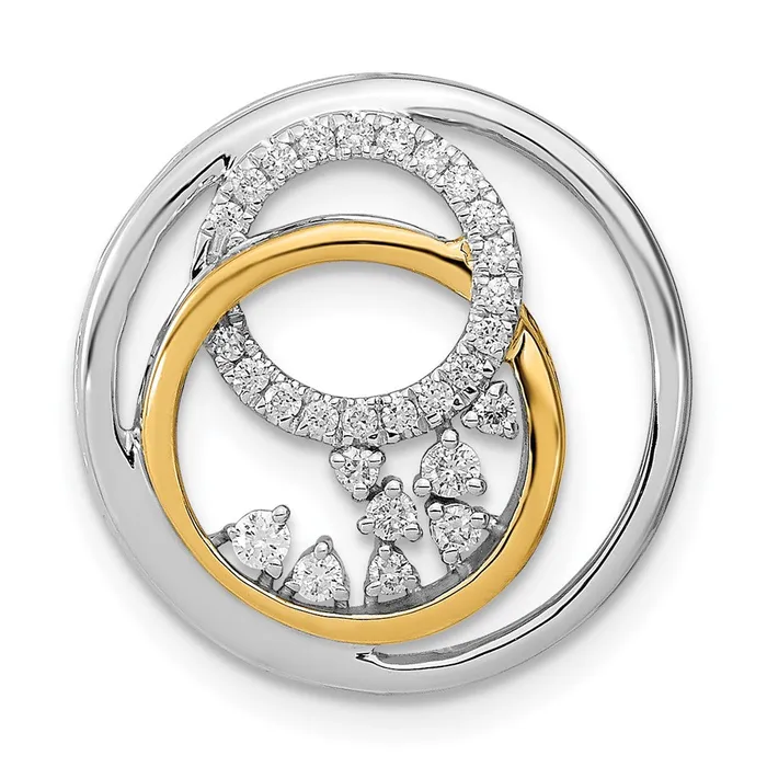 Solid 14k Twotone Polished Simulated CZ Circle Cluster Chain Slide Goldia Rings Solid 14k Twotone Polished Simulated CZ Circle Cluster Chain Slide Goldia Rings