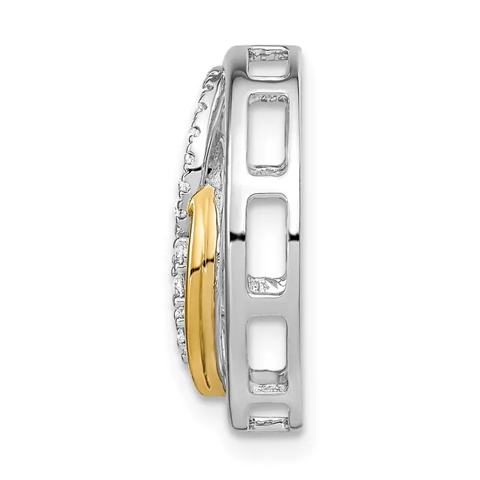 Solid 14k Twotone Polished Simulated CZ Circle Cluster Chain Slide Goldia Rings