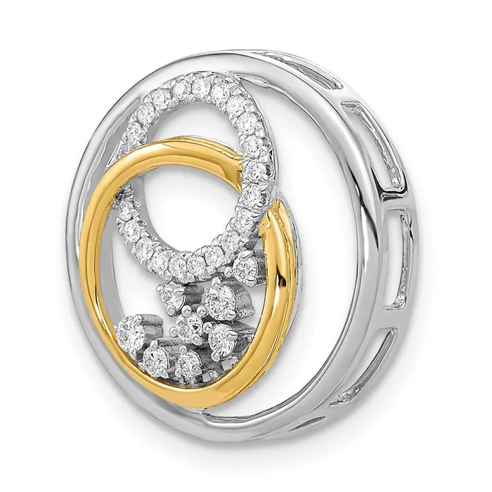 Solid 14k Twotone Polished Simulated CZ Circle Cluster Chain Slide Goldia Rings