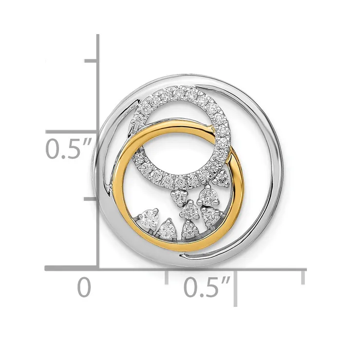 Solid 14k Twotone Polished Simulated CZ Circle Cluster Chain Slide Goldia Rings