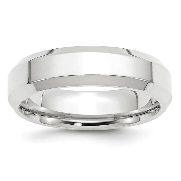 Solid 14K White Gold 6mm Bevel Edge Comfort Fit MensWomens Wedding Band Ring Size 135 Goldia Rings Solid 14K White Gold 6mm Bevel Edge Comfort Fit MensWomens Wedding Band Ring Size 135 Goldia Rings