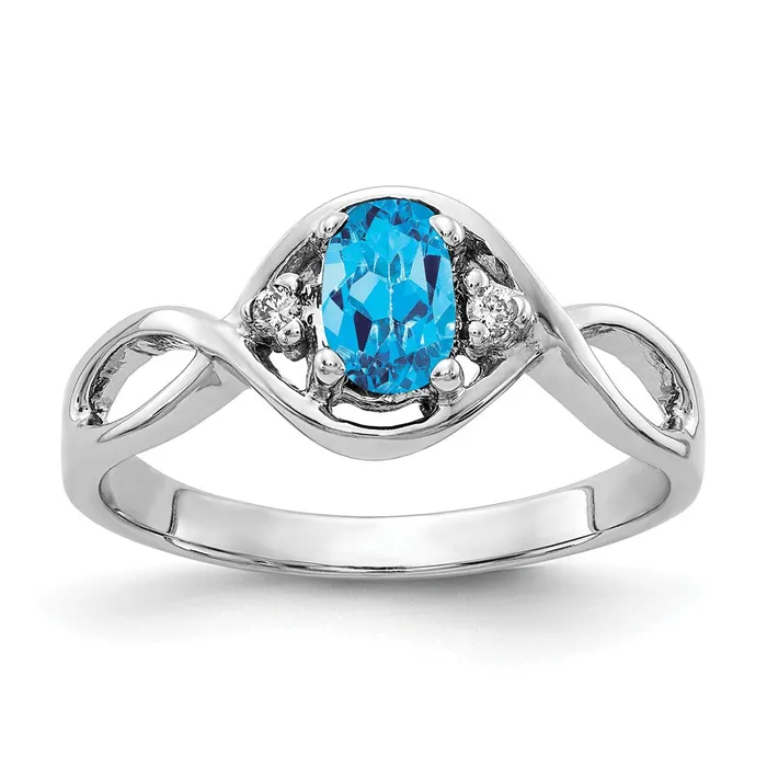 Solid 14k White Gold 6x4mm Oval Simulated Blue Topaz A CZ Ring Goldia Rings Solid 14k White Gold 6x4mm Oval Simulated Blue Topaz A CZ Ring Goldia Rings