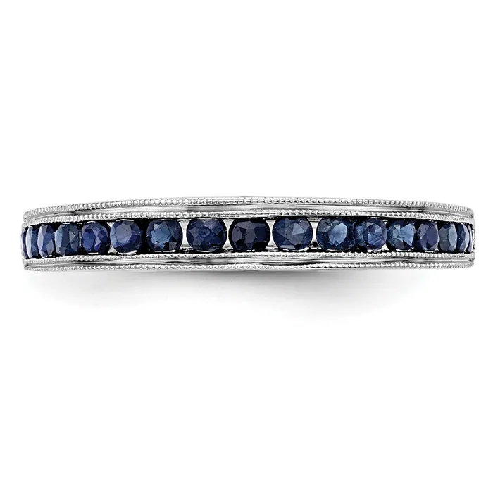 Solid 14k White Gold Blue Simulated Sapphire Band Goldia Rings
