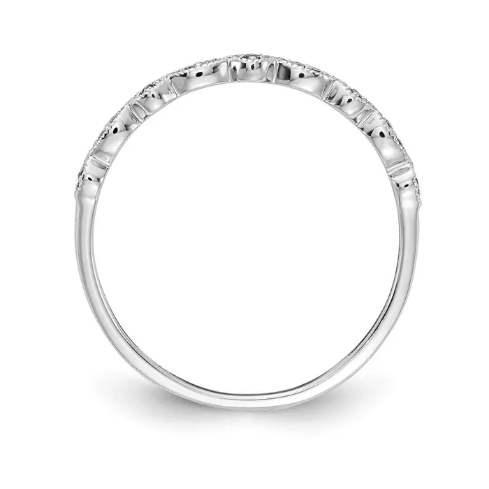 Solid 14k White Gold Simulated CZ and PinK Sapphire Fancy Band Goldia Rings