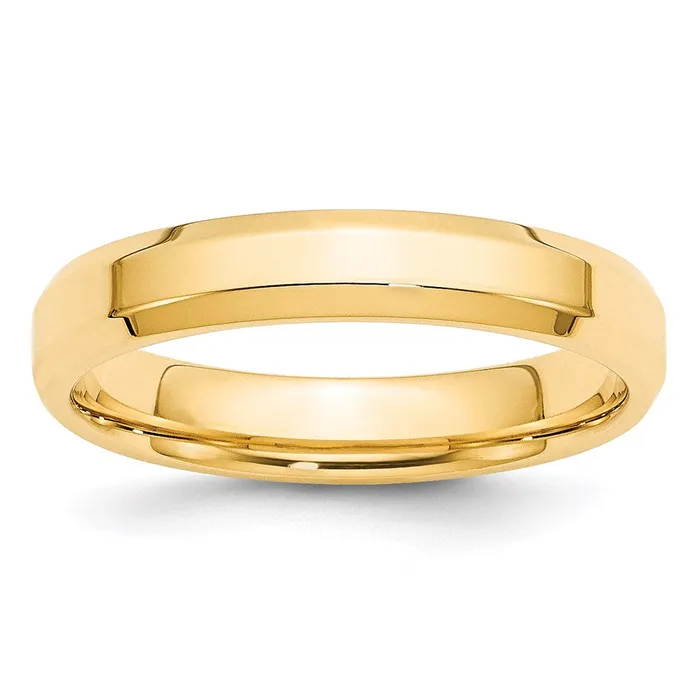 Solid 14K Yellow Gold 4mm Bevel Edge Comfort Fit MensWomens Wedding Band Ring Size 45 Goldia Rings Solid 14K Yellow Gold 4mm Bevel Edge Comfort Fit MensWomens Wedding Band Ring Size 45 Goldia Rings