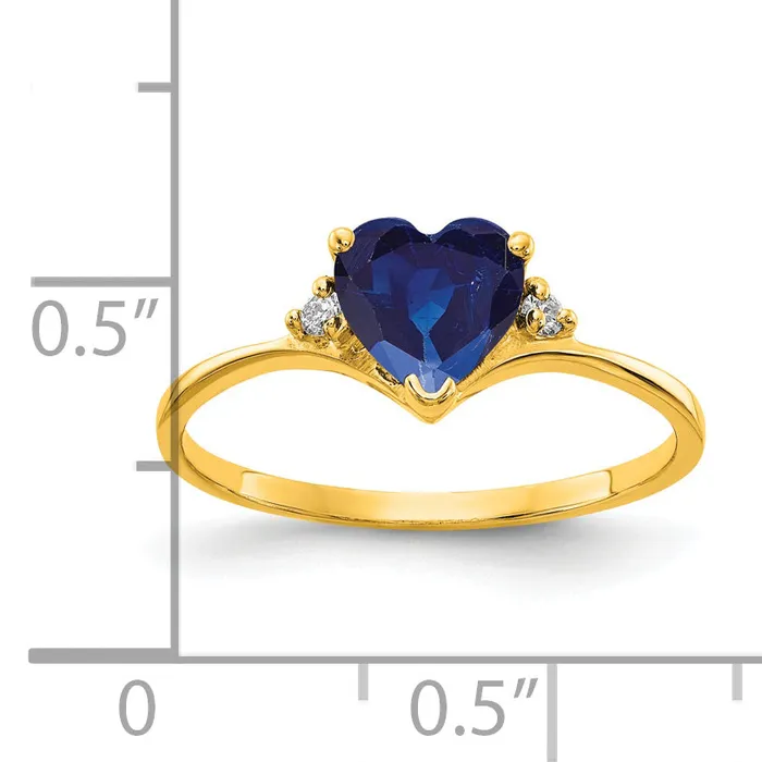 Solid 14k Yellow Gold 6mm Heart Simulated Sapphire VS CZ Ring Goldia Rings