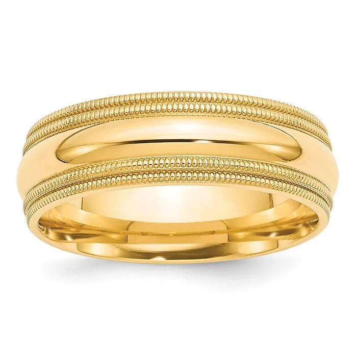 Solid 14K Yellow Gold 7mm Double Milgrain Comfort Fit MensWomens Wedding Band Ring Size 6 Goldia Rings Solid 14K Yellow Gold 7mm Double Milgrain Comfort Fit MensWomens Wedding Band Ring Size 6 Goldia Rings