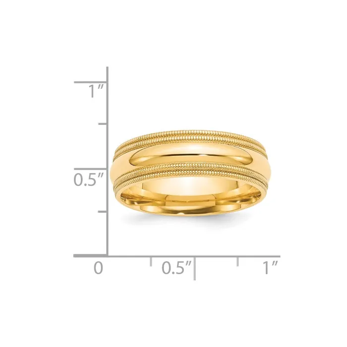 Solid 14K Yellow Gold 7mm Double Milgrain Comfort Fit MensWomens Wedding Band Ring Size 6 Goldia Rings Solid 14K Yellow Gold 7mm Double Milgrain Comfort Fit MensWomens Wedding Band Ring Size 6 Goldia Rings