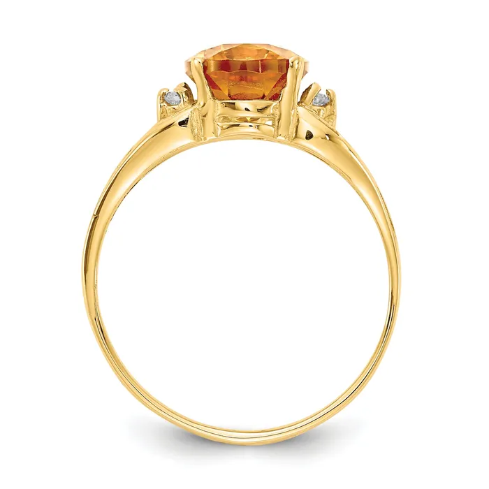 Solid 14k Yellow Gold 9x7mm Oval Simulated Citrine VS CZ Ring Goldia Rings