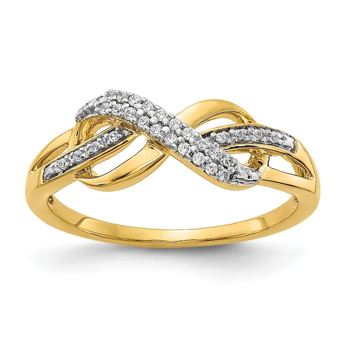 Solid 14k Yellow Gold Simulated CZ Infinity Symbol Ring Goldia Rings